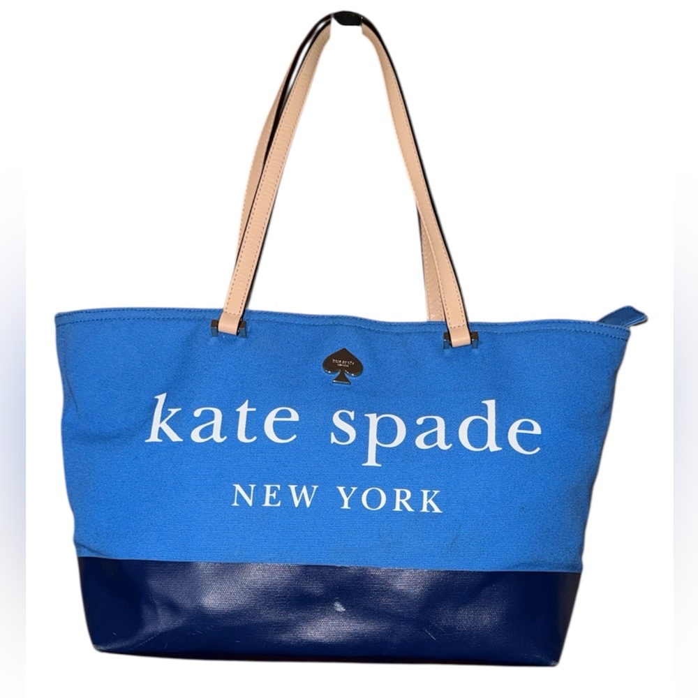•KATE SPADE•LOTT STREET FRANCIS LOGO AZURE NAVY TOTE VGUC